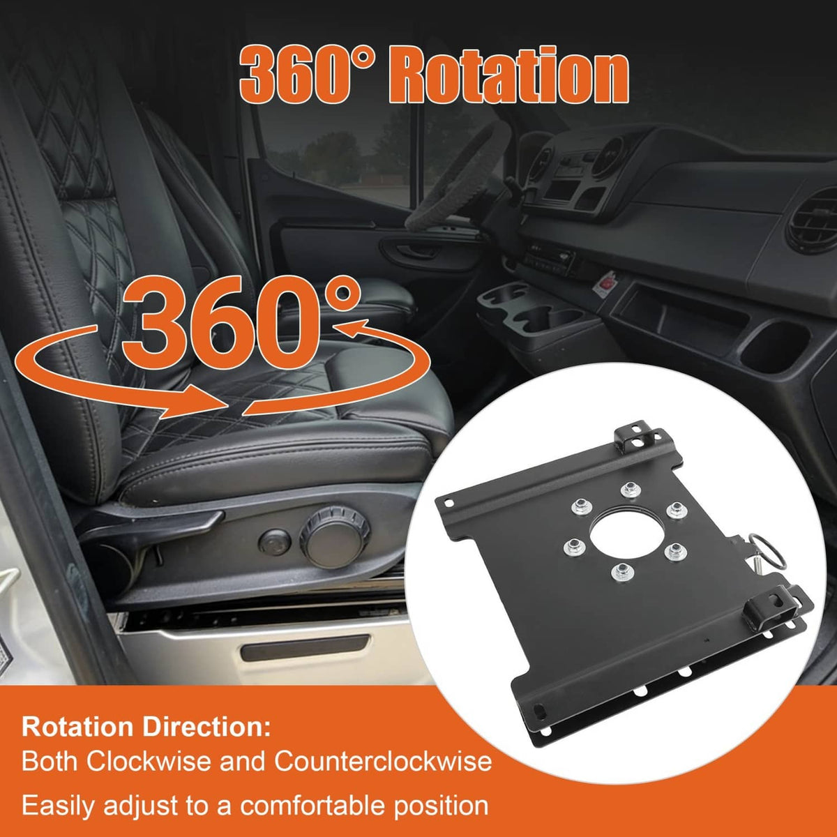 Solidspare Passenger Seat Swivel Kit for Ford Econoline E150 E250 E350 E450 Front Right