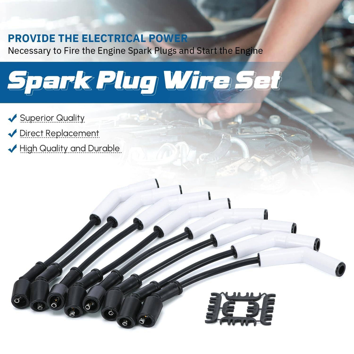 Solidspare For GM LS3/LS4/LS7/LT N0I8 Spark Plug Wire Set 9070C Extreme 9000 Ceramic Boot