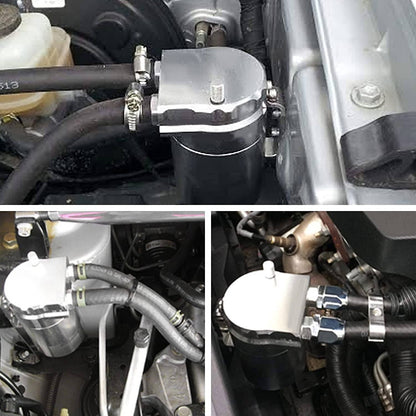 Solidspare Silver Oil Catch Can Kit Reservoir Baffled Tank with Dipstick Universal Aluminum