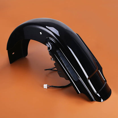 Solidspare Black CVO 4" Extended Rear Fender w LED & Wire Harness for 93-08 Harley Touring