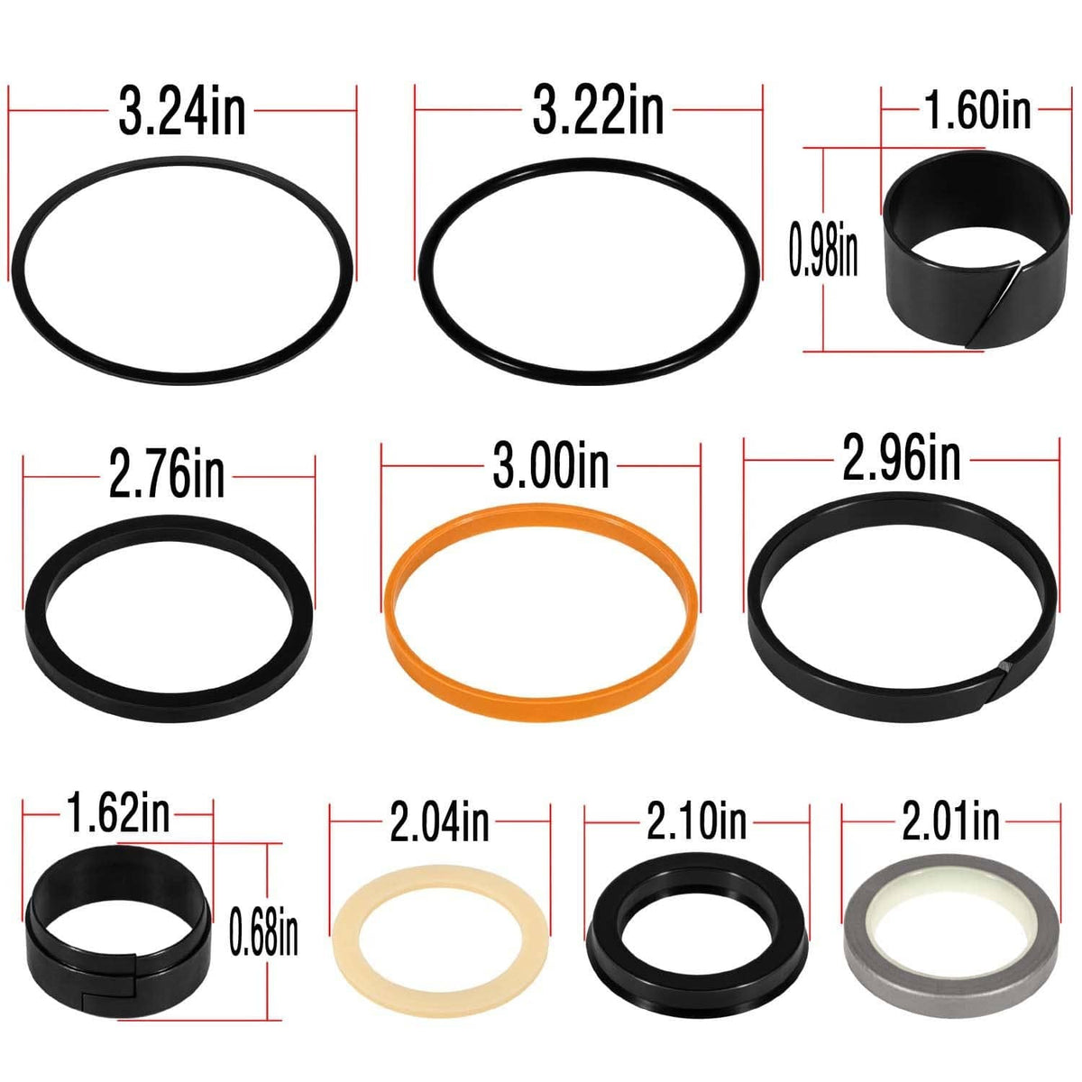 Solidspare 1543252C1 G109452 G105548 Hydraulic Cylinder Seal Kit for Case 1.5"Rod x 3"Bore