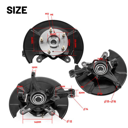 Solidspare 2 Front Wheel Hub Bearing Steering Knuckle 698-450 698-451 for Honda Civic 06-11