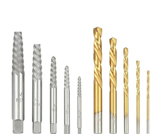 Solid Spare 10Pcs Screw Extractor Set Remove Broken Bolts Fasteners Easy Out Drill Bit Kit