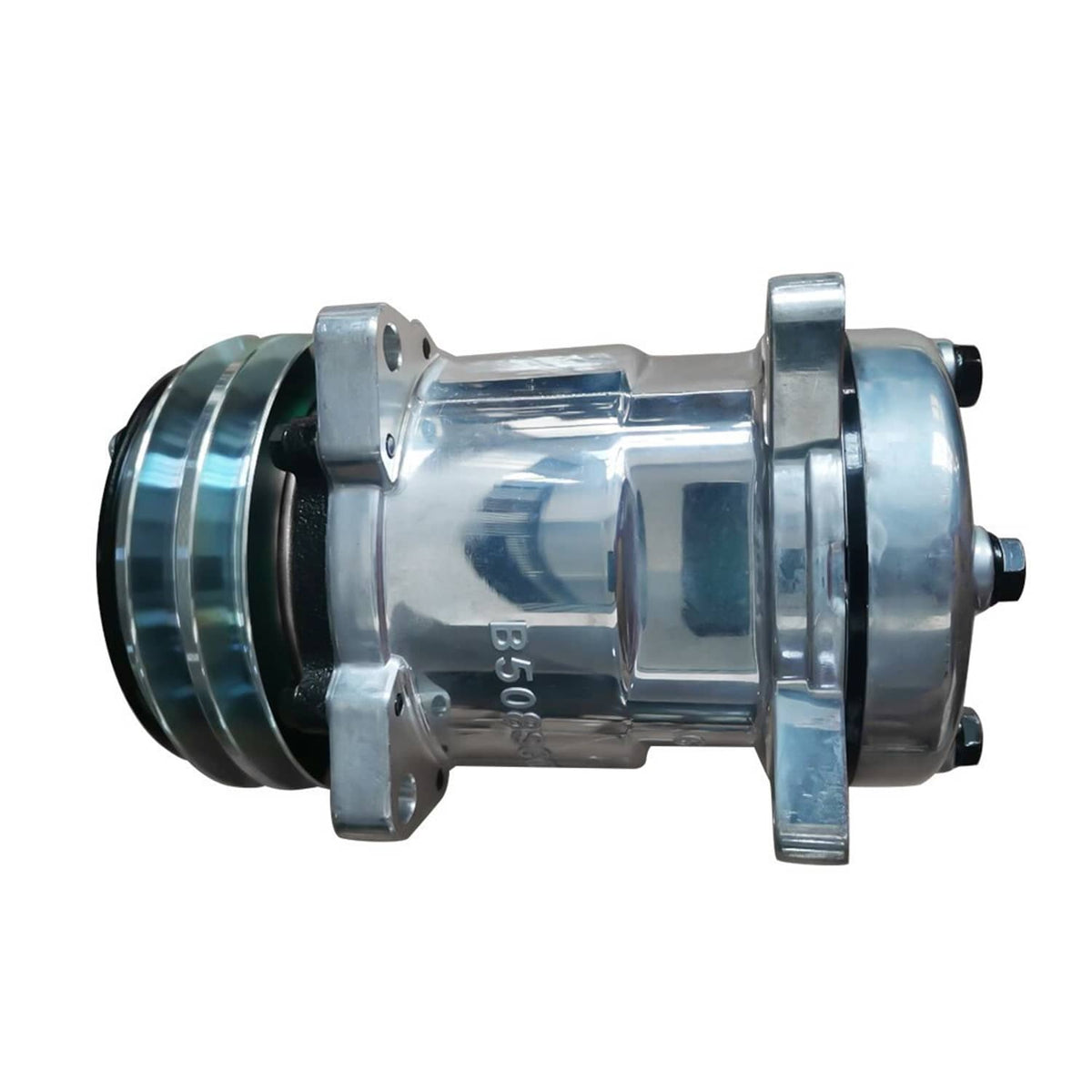 Solidspare A/C Compressor w/Clutch for Sanden 508 Style 2-Groove V-Belt Chrome Aluminum New