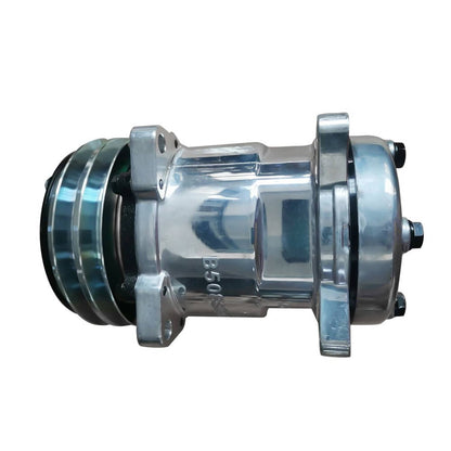 Solidspare A/C Compressor w/Clutch for Sanden 508 Style 2-Groove V-Belt Chrome Aluminum New