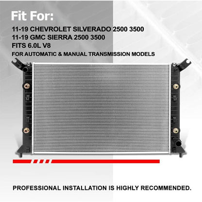 Solidspare Radiator for Chevy Silverado 2500 HD Silverado 3500 HD GMC Sierra 2500 HD 6.0L