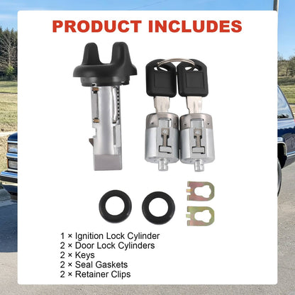 Solidspare Ignition Key Switch Cylinder & Door Lock With Set 2 Keys For Chevy GMC Pickup