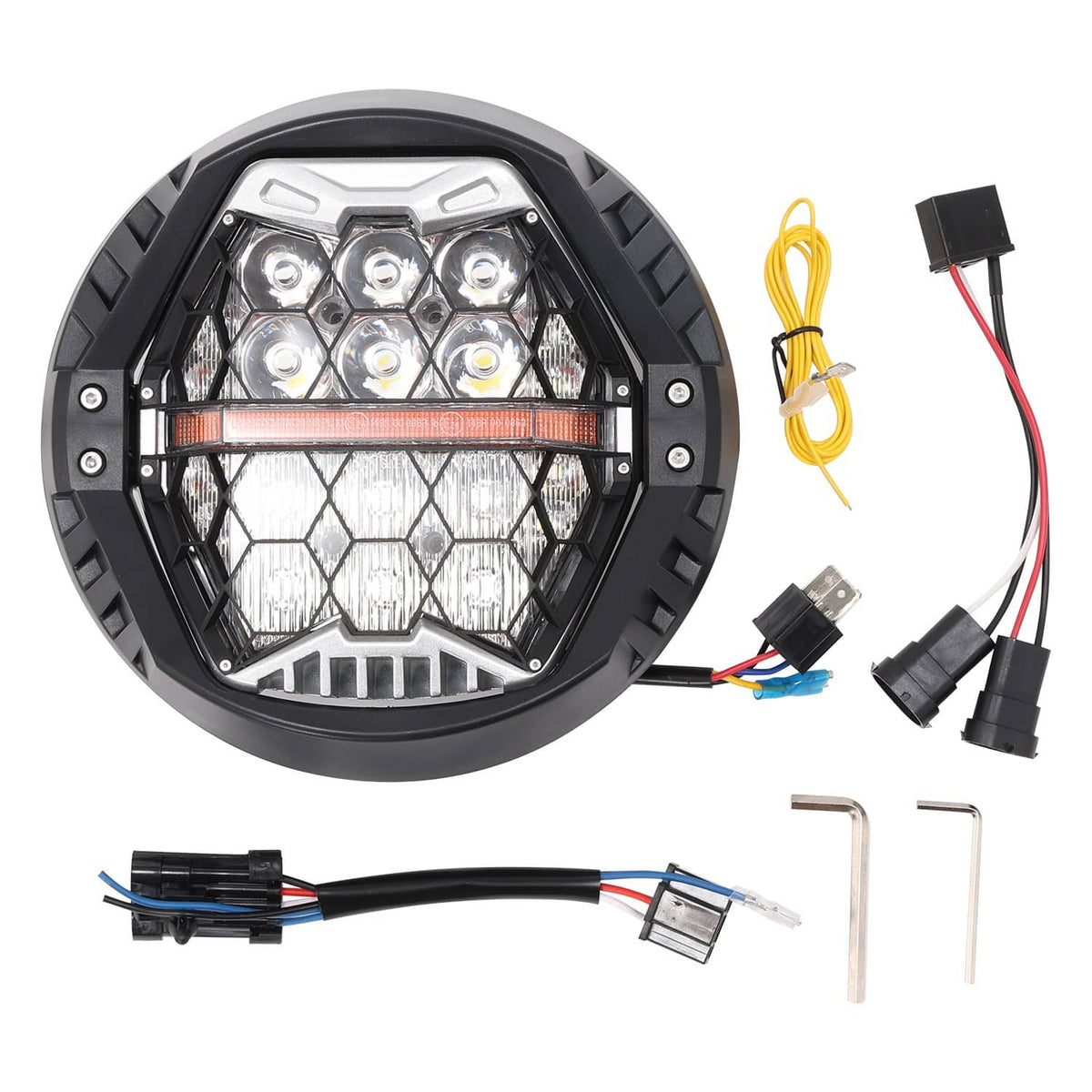 Solidspare For Harley Street Glide 2014-24 LED Headlight With Amber DRL Hi/Lo Beam Headlamp