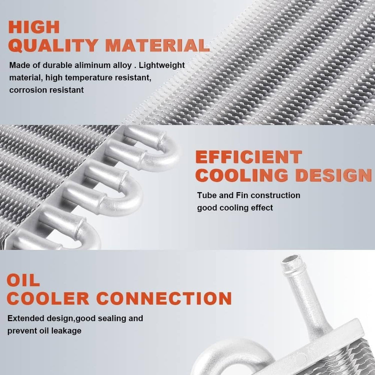 Solidspare Universal 6 Rows Aluminum Remote Transmission Oil Cooler Radiator Converter Kit