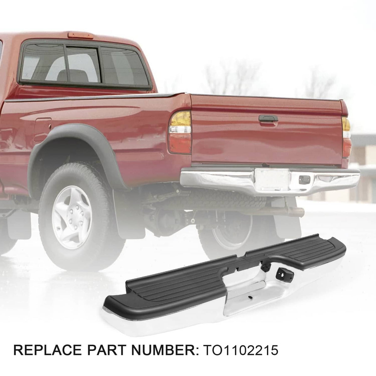 Solidspare Complete Steel Rear Step Bumper Assembly For Toyota Tacoma 1995-2004 Chrome