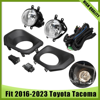 For 2016-2023 Toyota Tacoma SR Front Grille Valance Fog Light Bezels Bracket Set