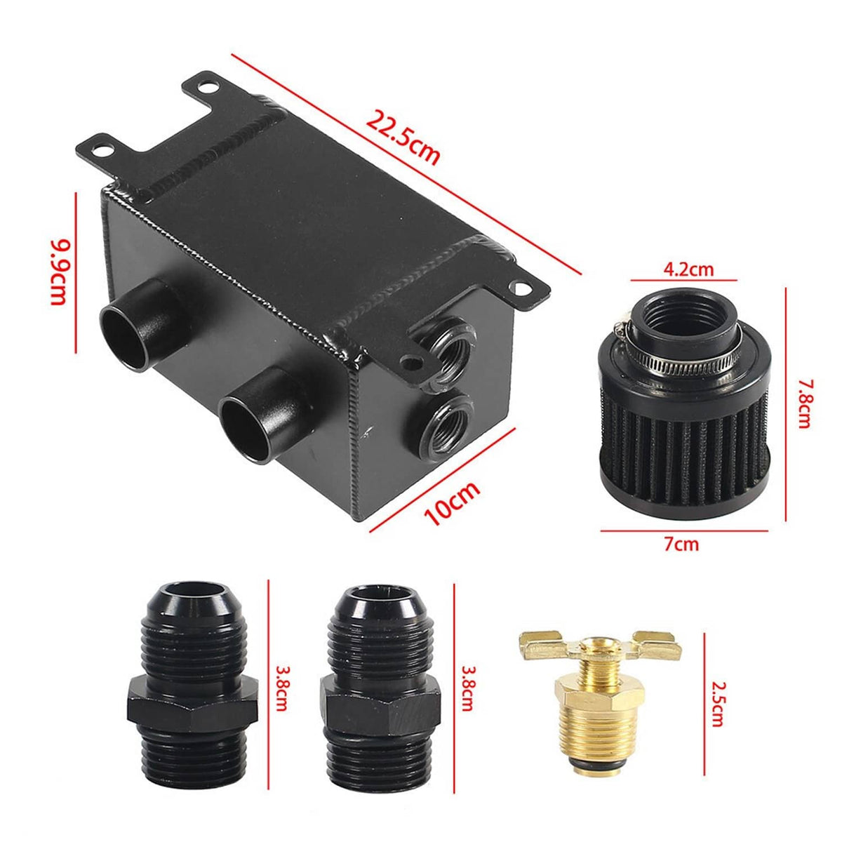 Solidspare AN10 -10AN Oil Catch Can Reservoir Tank 2 Port Dual Breather Filter Baffled Kit