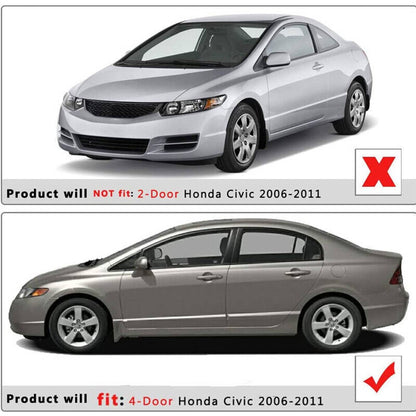Solidspare 4Pcs Car Window Moulding Trim Weatherstrips Seal Fit For Honda Civic Sedan 06-11