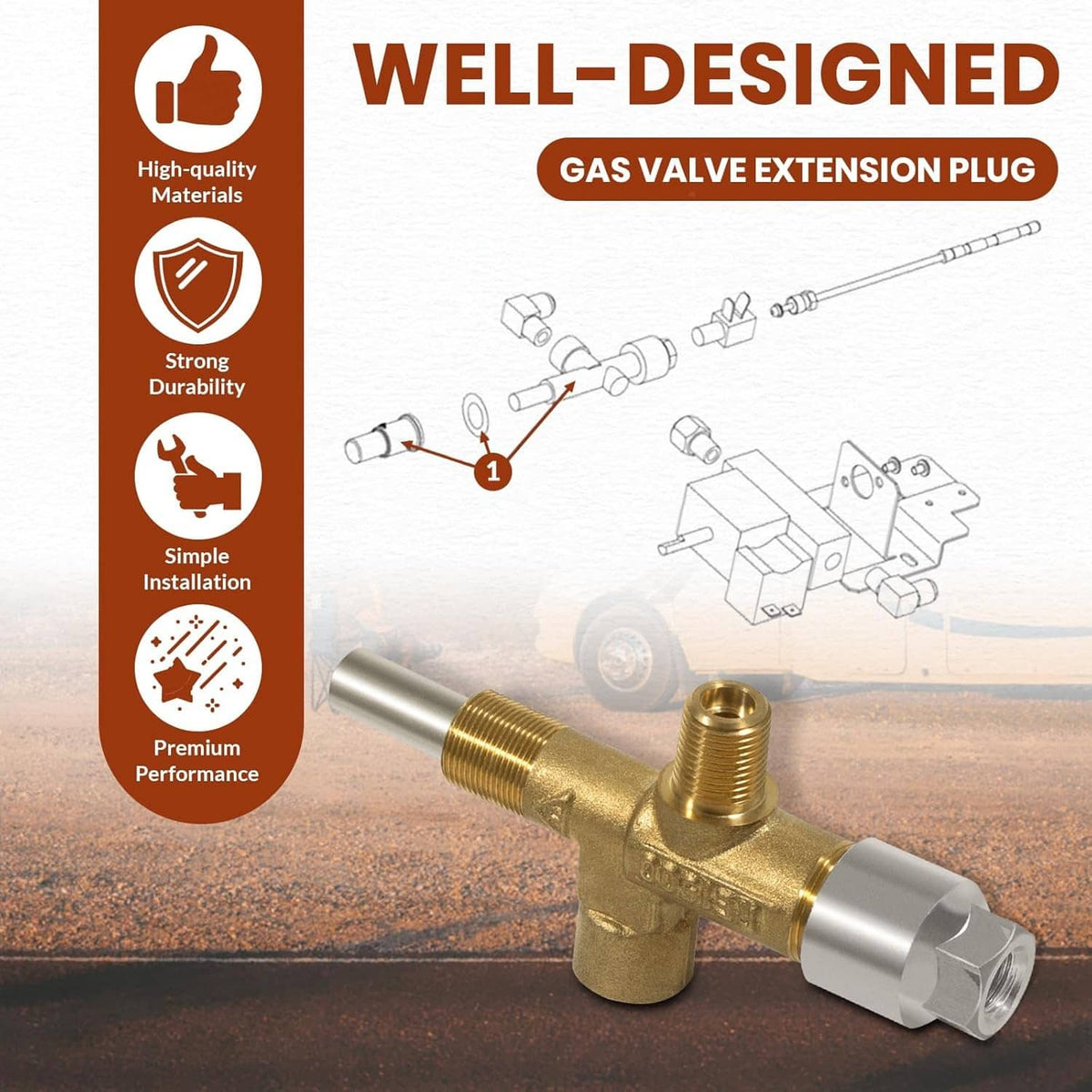 Solidspare 622746001 Gas Valve Extension Plug for Norcold 3163 N260 N300 N400 N500 Series