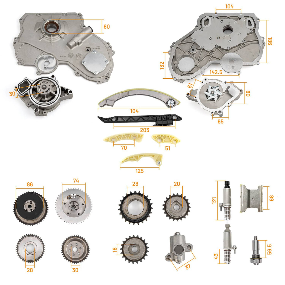 Solidspare For GM Terrain Chevy Equinox 2.0L 2.4L Ecotec Timing Chain Kit with Water Pump