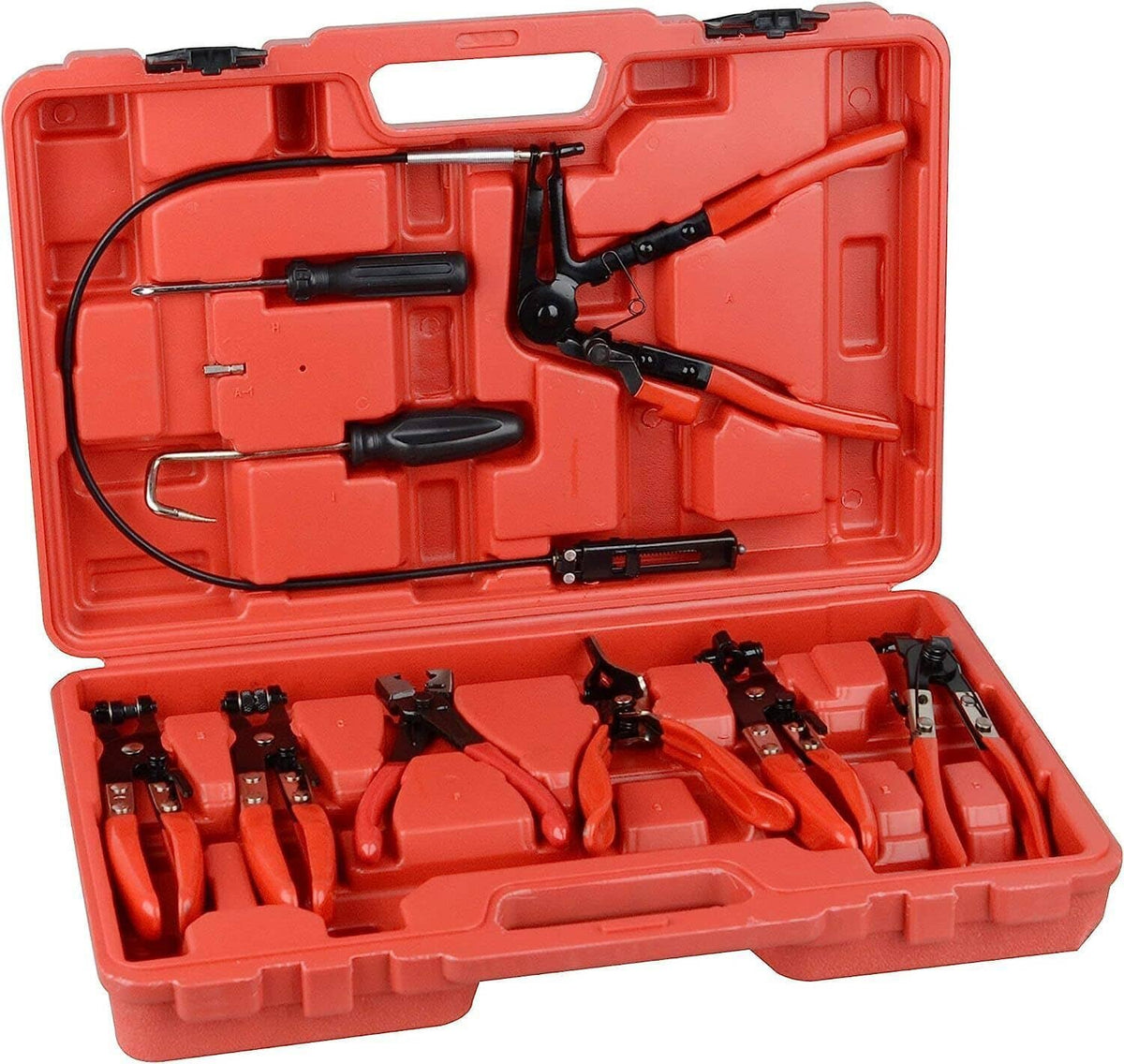 Solidspare Flexible Automotive Hose Clamp Clip Plier Tool Set Swivel Jaw Flat Angled Band
