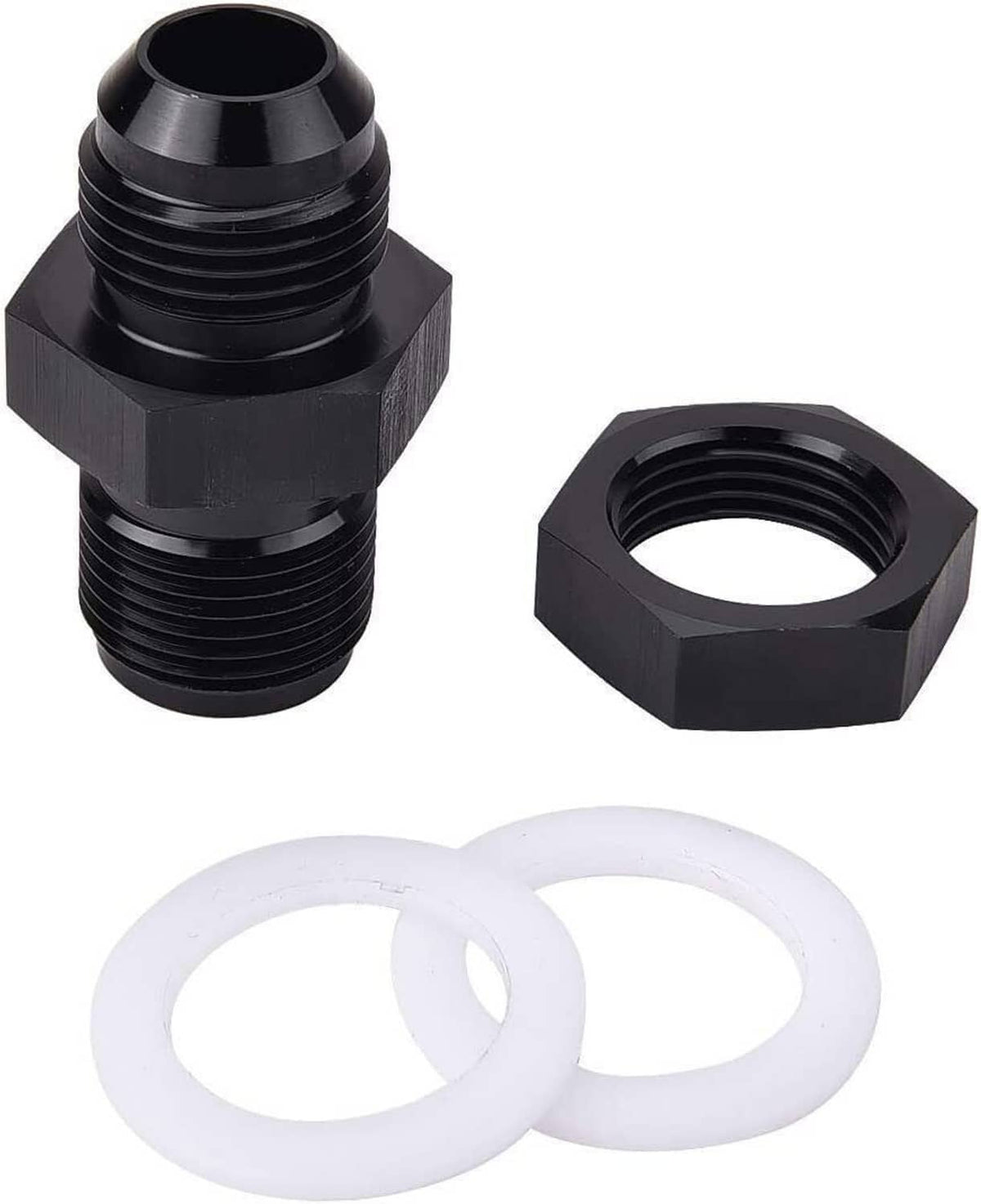 Solidspare New 2Pcs 10AN AN10 Flare Fuel Cell Bulkhead Fitting With Teflon Washer Aluminum