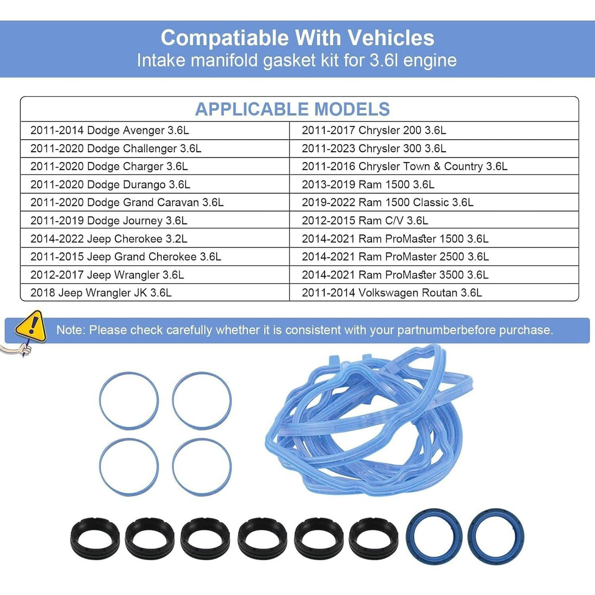 Solidspare Valve Cover Gasket Kit VS50805R For Chrysler Dodge Jeep Ram 11-16 3.6L DOHC 24V