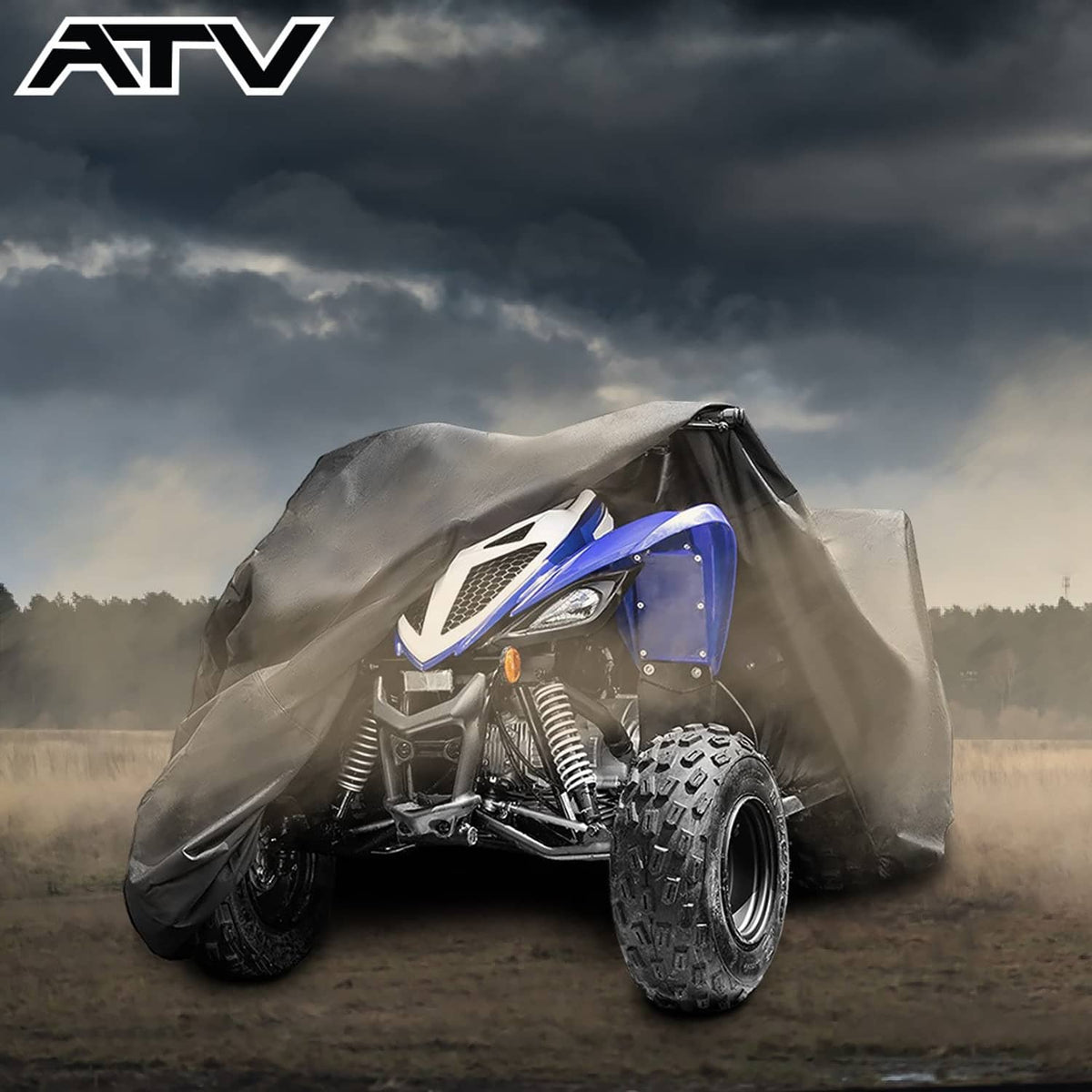 Solidspare ATV Cover Heavy Duty Marine Grade Fabric Quad Cover For Kawasaki Premium Black