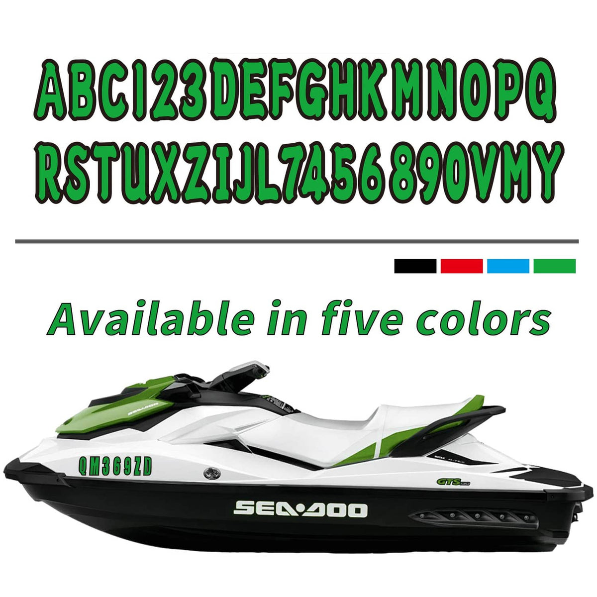 Solid Spare 4 Sets of 3" Marine Boat Sticker Decal A-Z Letters and 0-9 Numbers Green