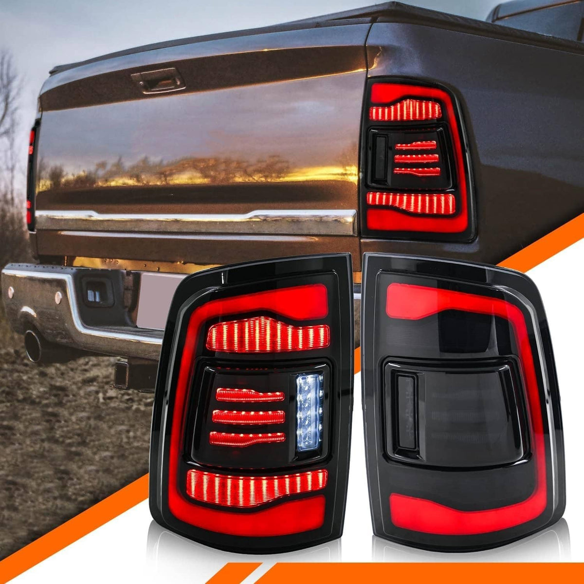 Solidspare Pair LED Tail Light For 2009-2018 Dodge Ram 1500 2500 3500 Rear Light Smoke Len