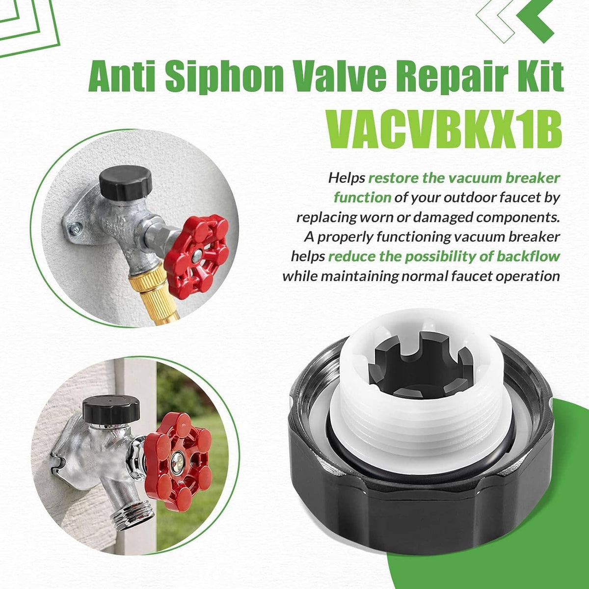 Solidspare VACVBKX1B Vacuum Breaker Kit, for Anti-Siphon Frost-Free Sillcock Valves, 2 Pack