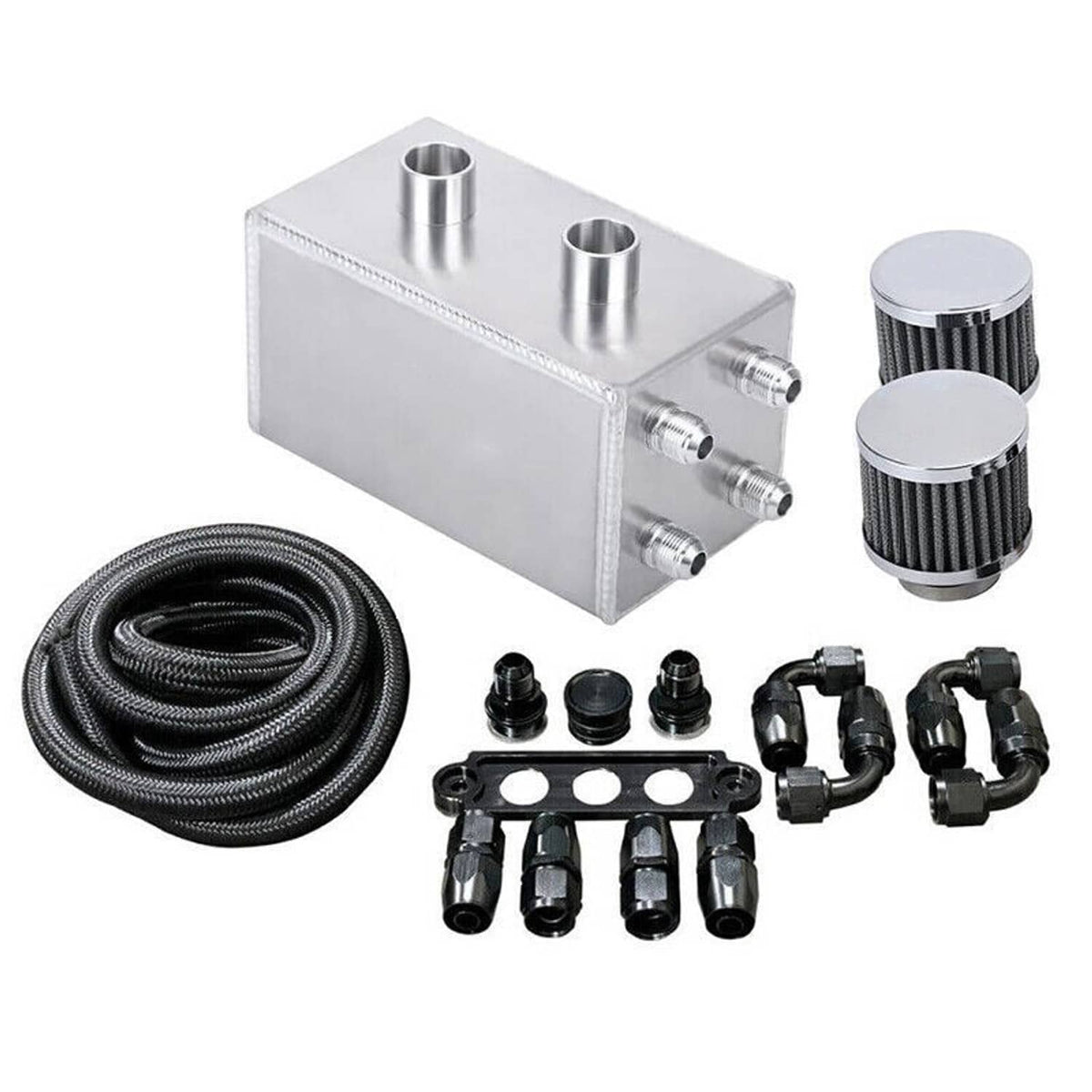 Solidspare Series Oil Catch Can For Honda Civic Acura Integra 4 Port -10AN With Hoses Pro