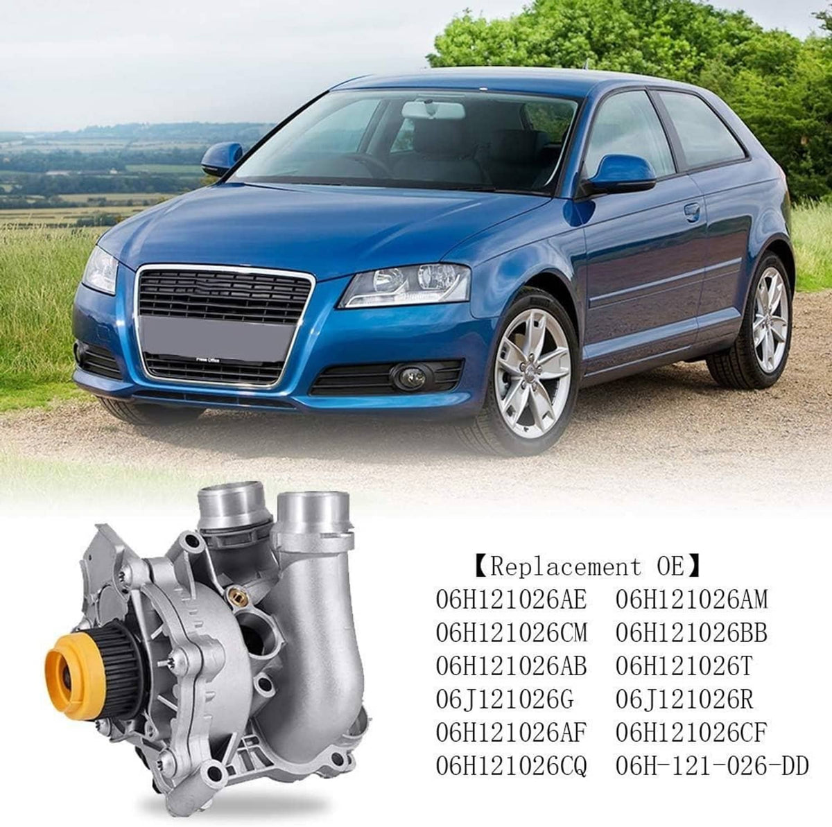 Solidspare Water Pump & Thermostat 06H121026 For Audi A3 A4 A5 VW CC Tiguan GTI 1.8T 2.0T