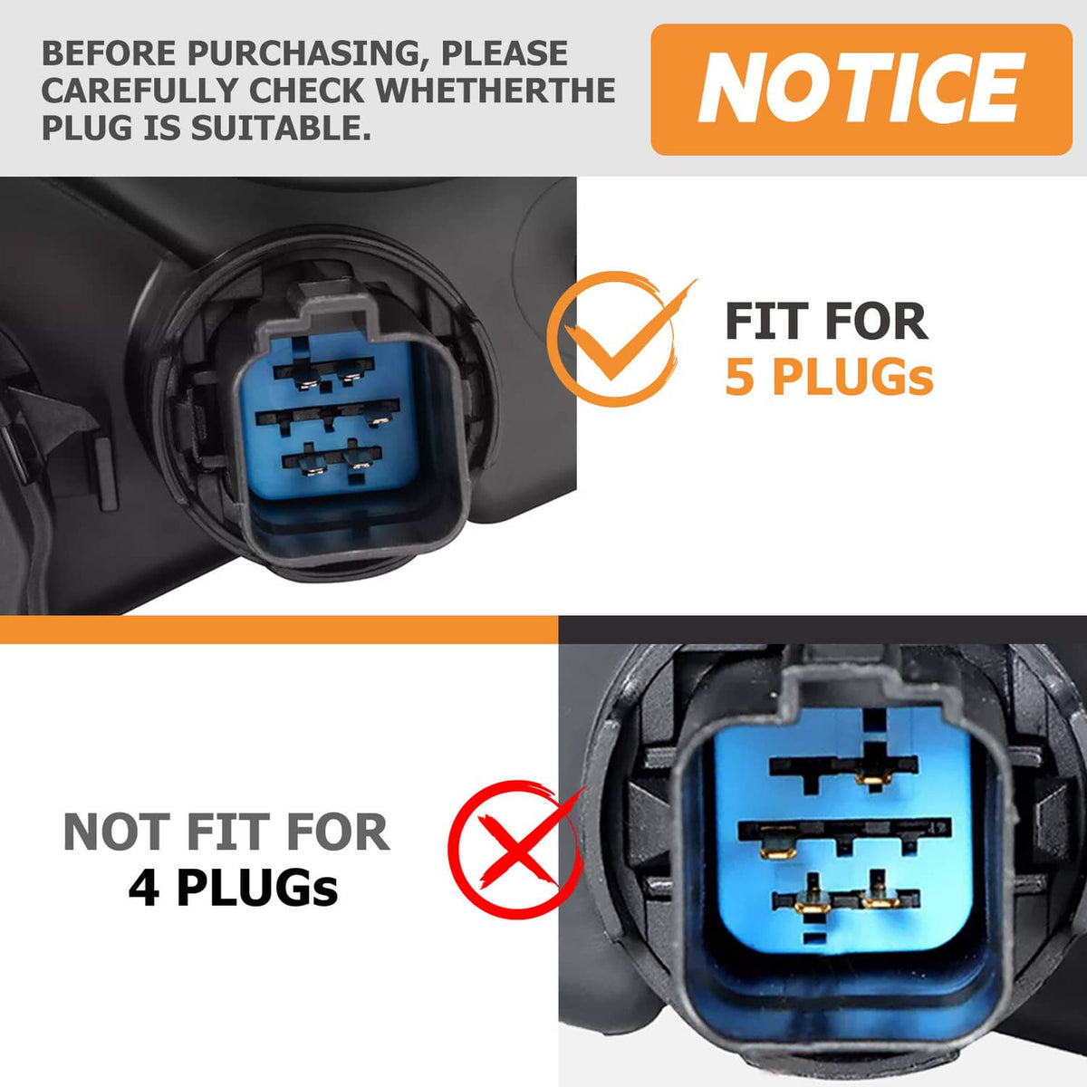 Solid Spare For Ford Edge 2011 2012 2013 2014 Headlight Right Side Halogen Projector 5 Pins