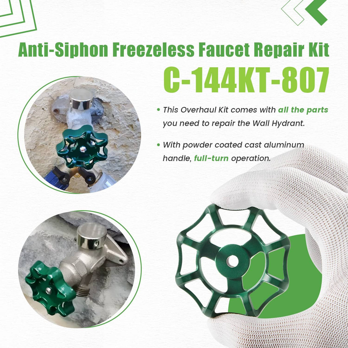 Solidspare Replace for Prier C-144KT-807 Anti-Siphon Freezeless Faucet Repair Kit for C-144