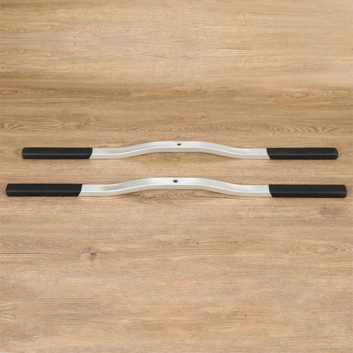 Solidspare For Snowmobile Trailer Ski Tie Down Bar w/ Black Boots Black & Silver 2PCS