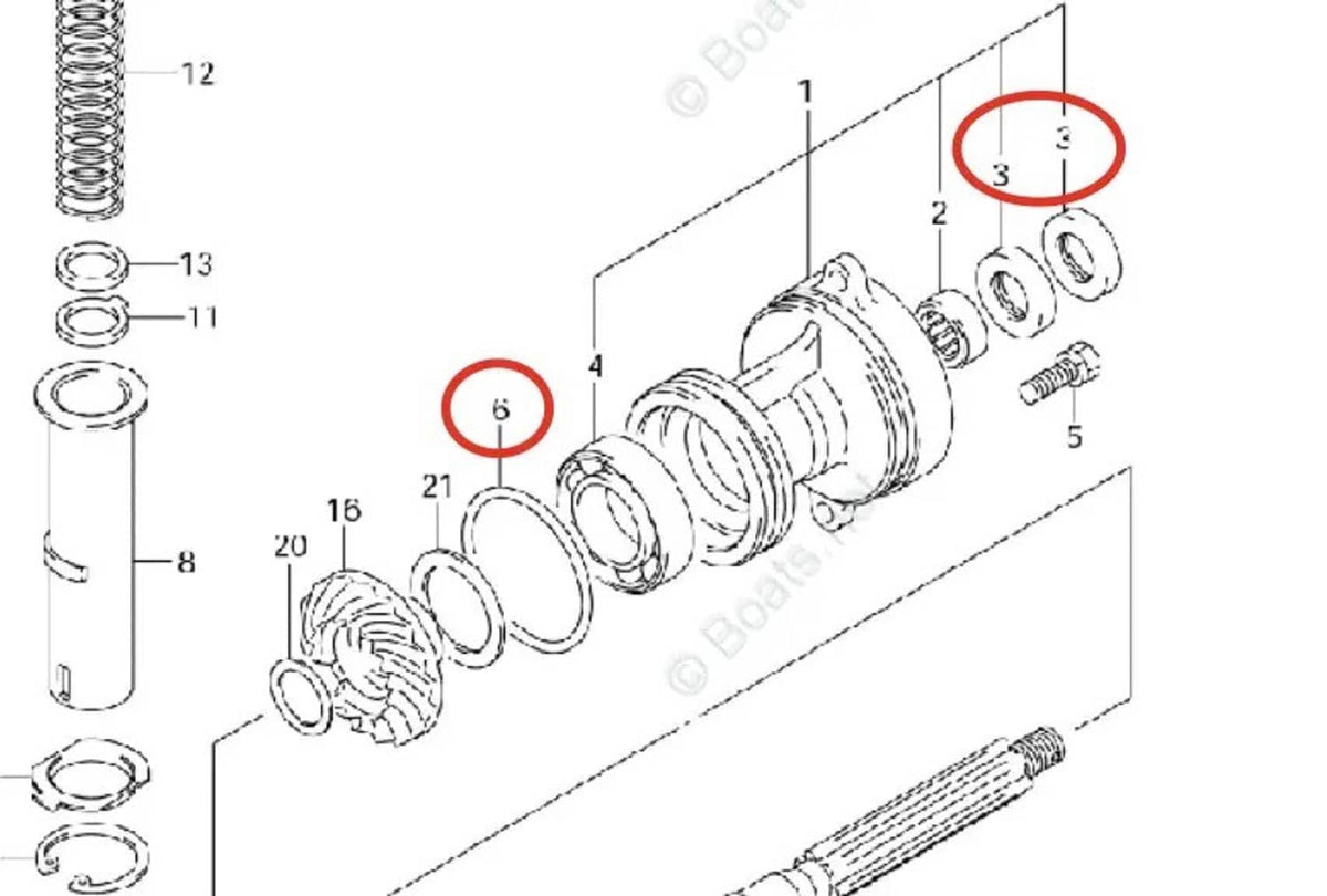Solid Spare Suzuki Lower Unit Seal Kit 09289-20009 09280-75001 / 75002 DF20R DF25R DF25 DF30