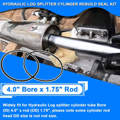 Solid Spare 4.0" Bore x 1.75" Rod Cylinder Hydraulic Log Splitter Cylinder Rebuild Seal Kit