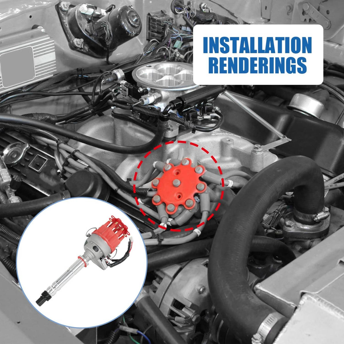 Solidspare Ignition Distributor w/ Cap & Rotor for Chevy SBC BBC 283 305 327 454 350 V8 R2R