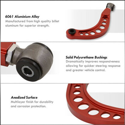 Solidspare Adjustable Rear Upper Camber Control Arms Kit for 2006-2015 Honda Civic 1.8 Red