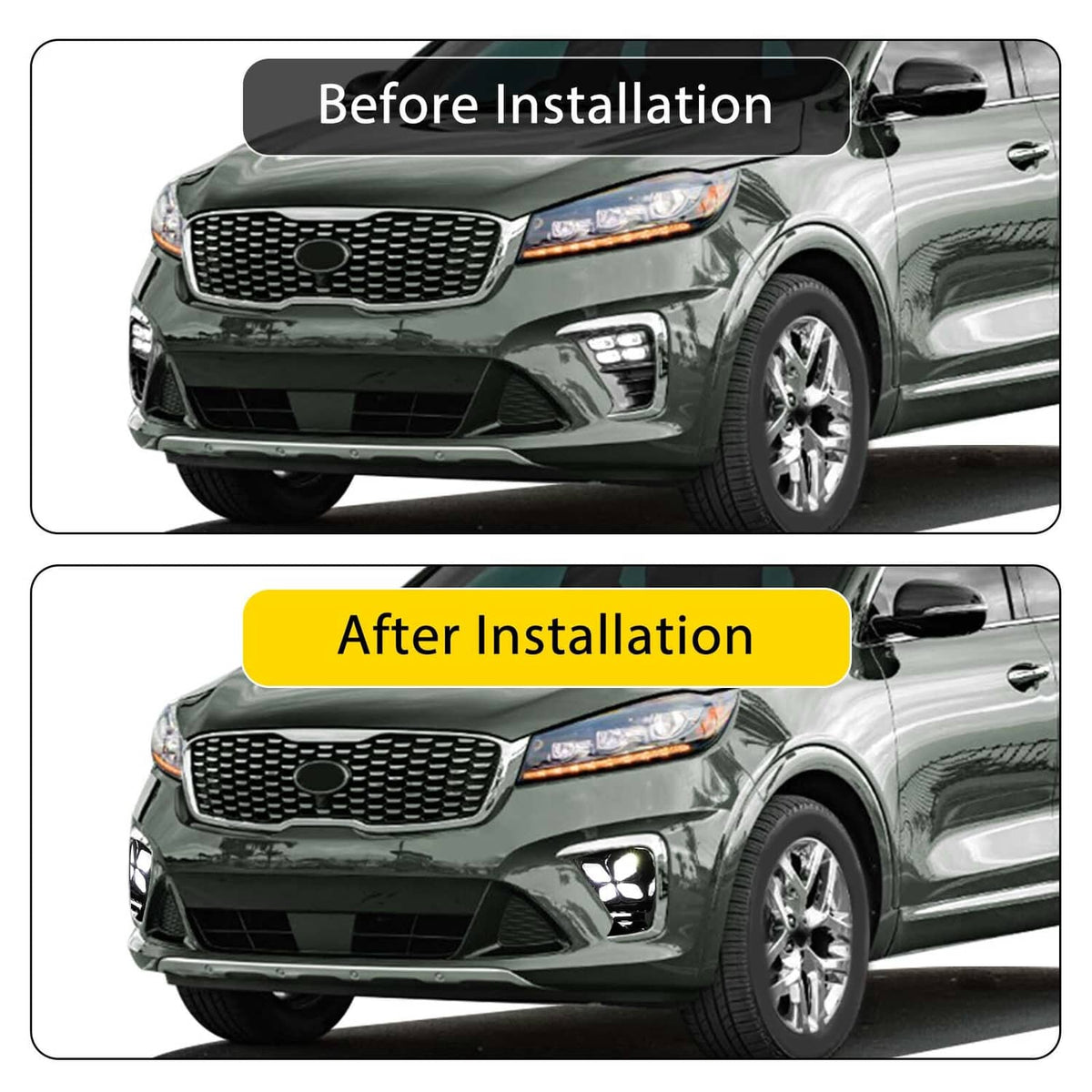 Solid Spare LED Fog Lights DRL Daytime Running Driving Lamps For Kia Sorento 2019-2020 LH+RH