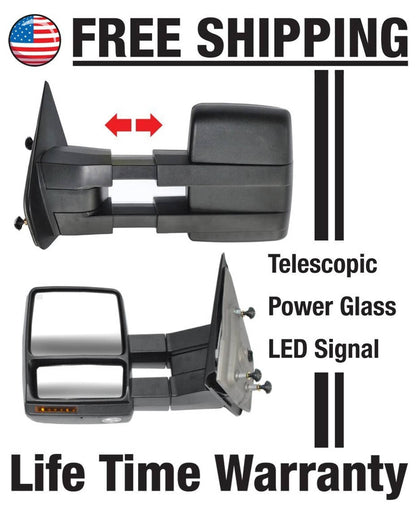 Solidspare For 2007-2014 Ford F150 Pickup Towing Power Heated Tow Mirrors Set Signal puddle