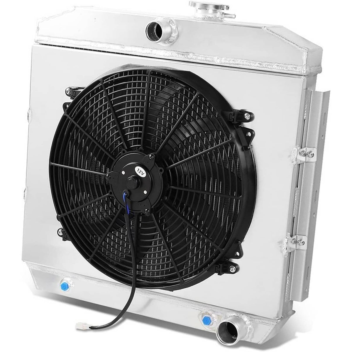 Solidspare For 1955-1957 Chevy Block V8 Bel Air 3 Row Aluminum Radiator+Fan Shroud+Relay