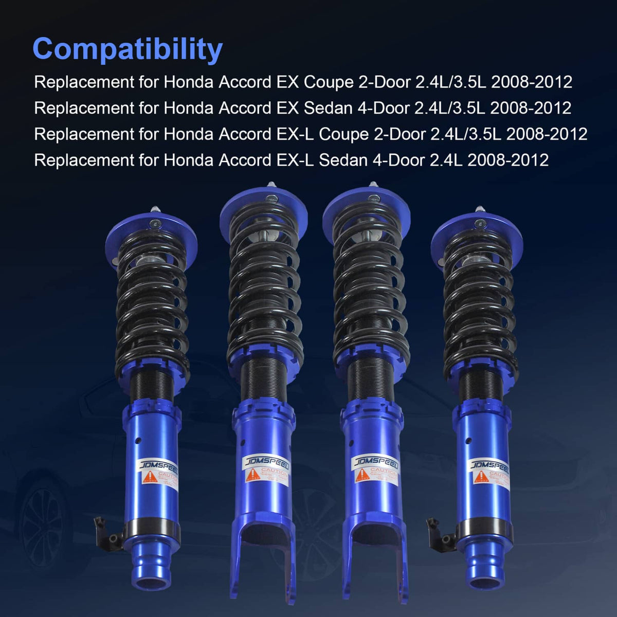 Solidspare Adjustable 4X Coilovers Struts Shocks Set For 08-12 Honda Accord 09-14 Acura TSX