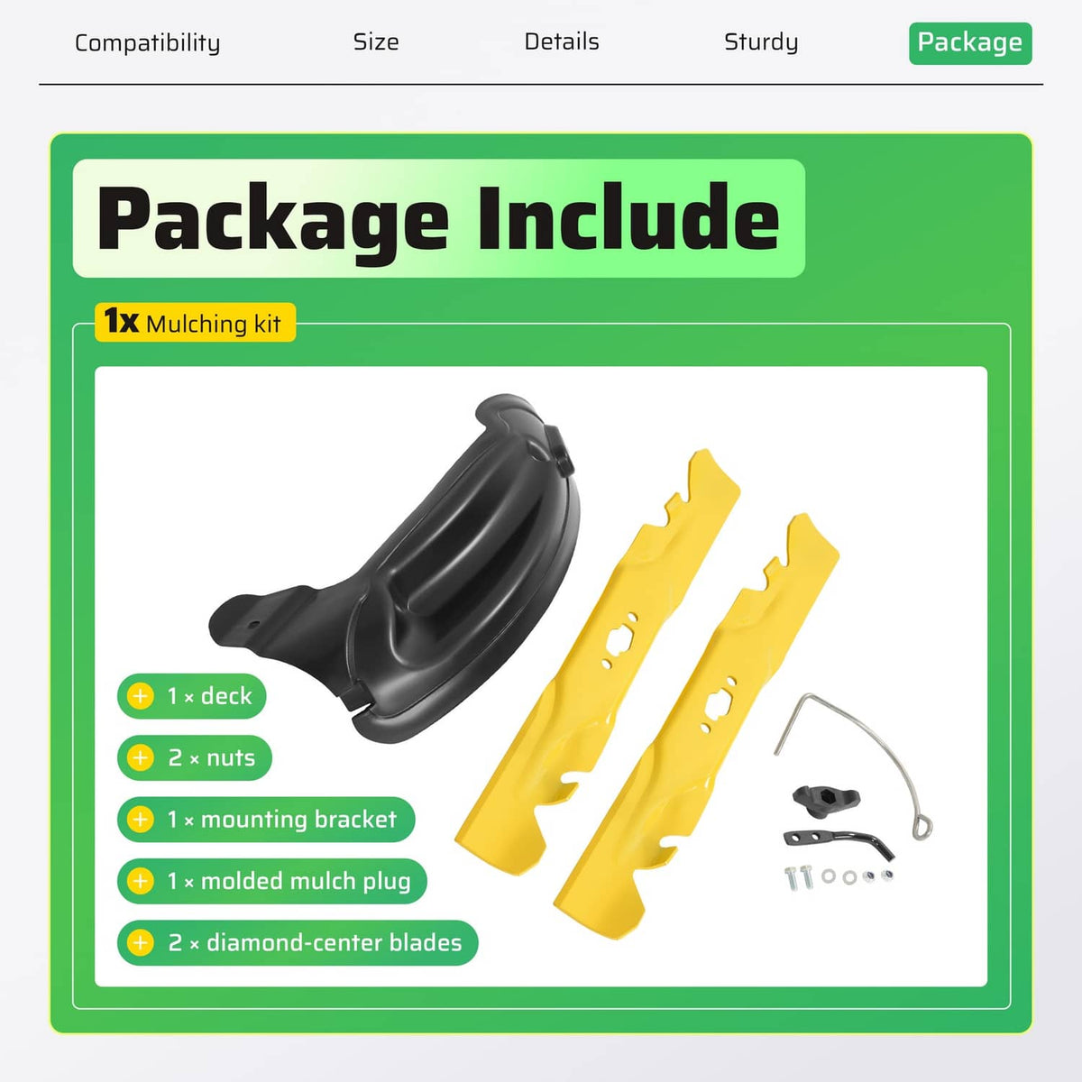 Solidspare 42" Mulching Blade Kit For CUB CADET XT1-LT42E Deck S-Shaped #19A30046100