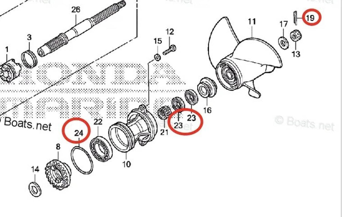 Solid Spare Honda Lower Unit Seal Kit 91252-ZW4-003 91351-ZV7-003 25HP BF25D 30HP BF30D