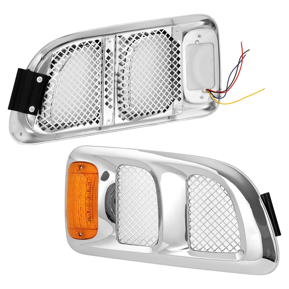 Solid Spare Pair Hood Side Vents Silvery Air Intake Trim Fit 1997-2009 Sterling Truck