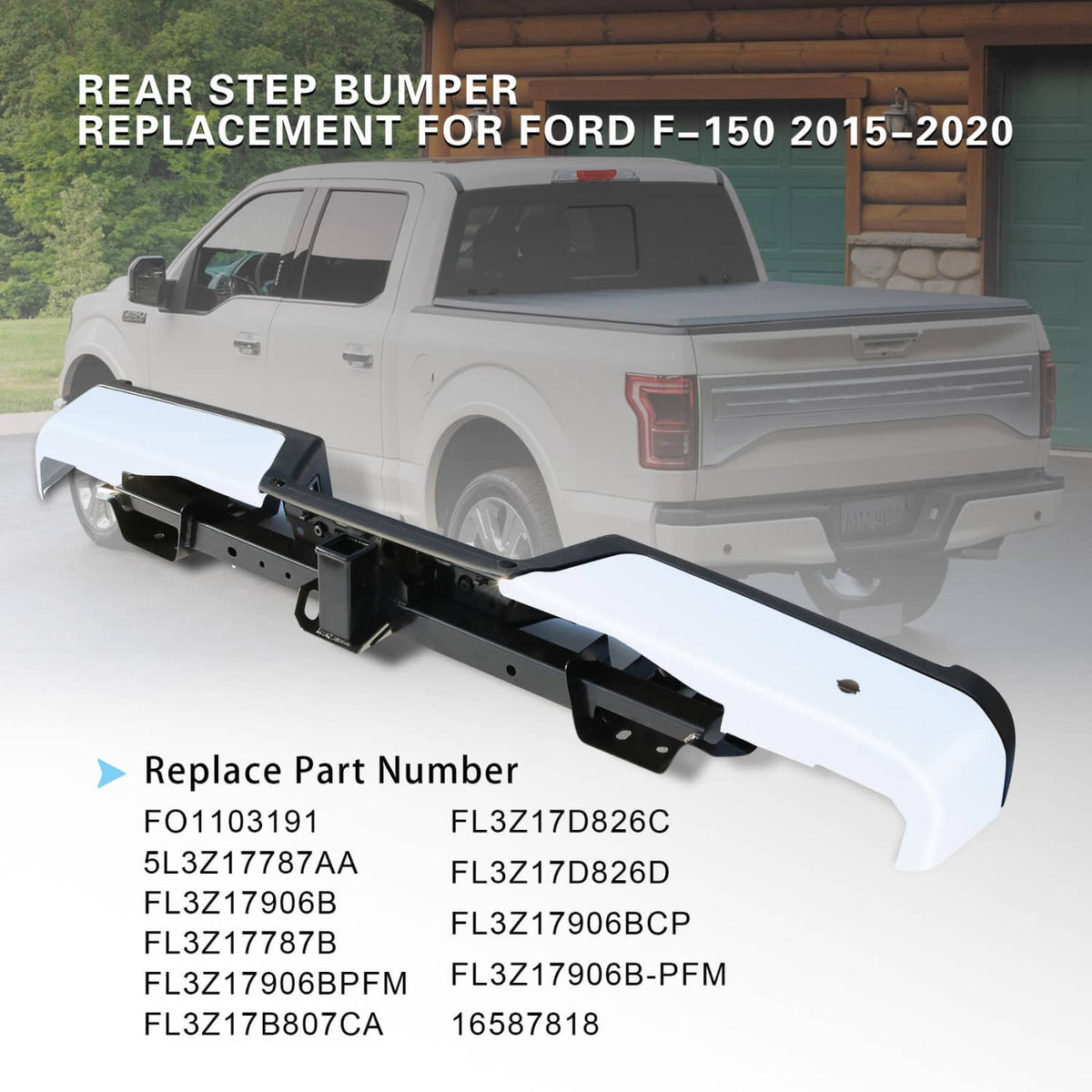 Solidspare Rear Bumper Assembly Chrome Steel For 2015-2019 Ford F150 w/Towing&Park Sensor
