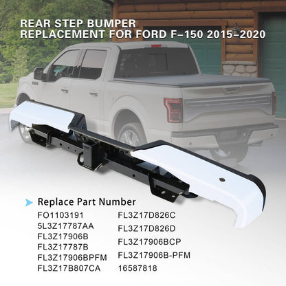 Solidspare Rear Bumper Assembly Chrome Steel For 2015-2019 Ford F150 w/Towing&Park Sensor