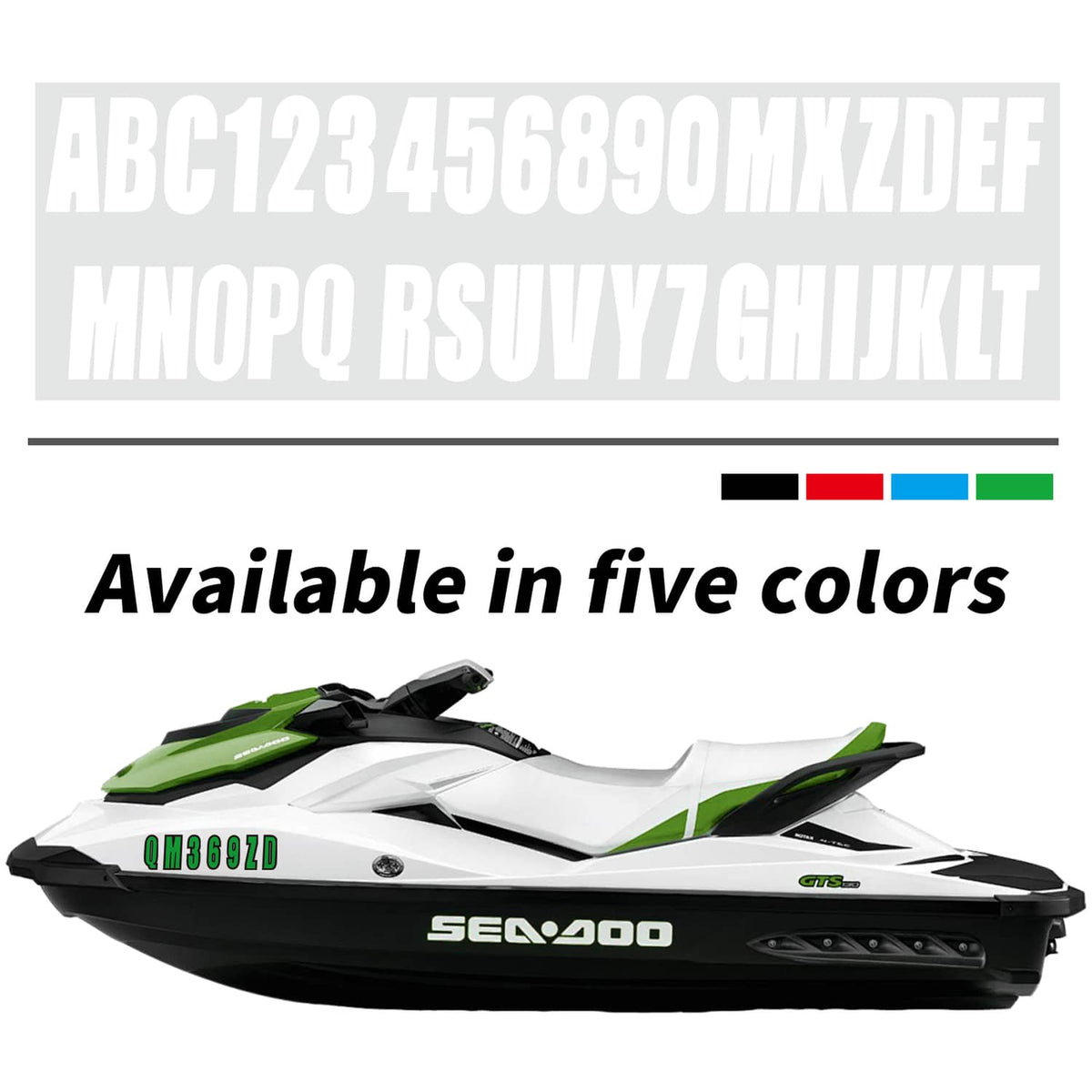 Solid Spare Boat Registration Identification Numbers Sticker Decals White 4Sets of A-Z & 0-9