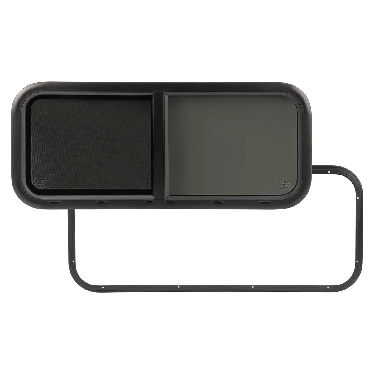 Solidspare 36" W x 15" H Horizontal Slider RV Window For Cargo Trailer W/ Screen Trim Ring