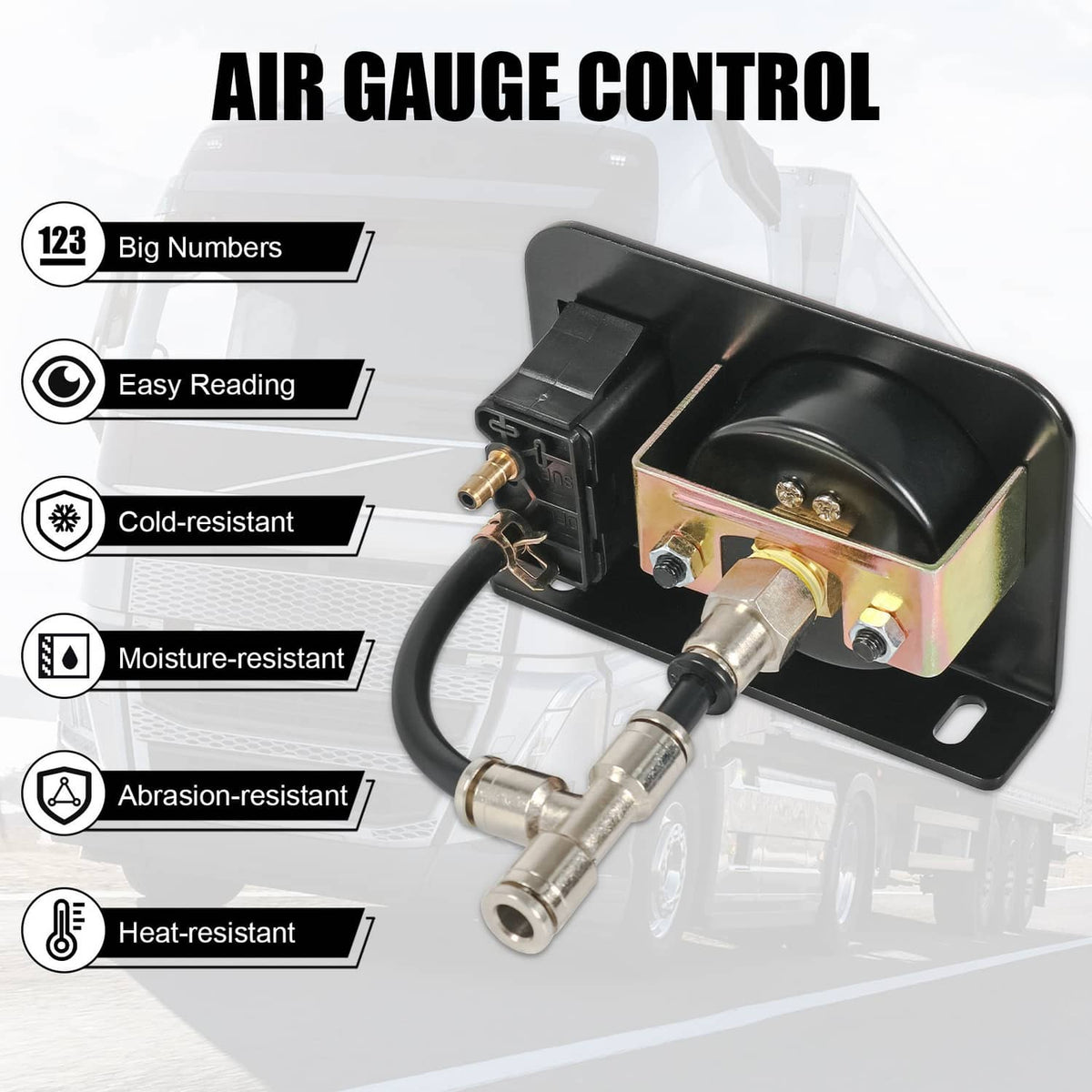 Solidspare Single Air Gauge Control Kit For In-Cab Air Suspension System with Paddle Switch