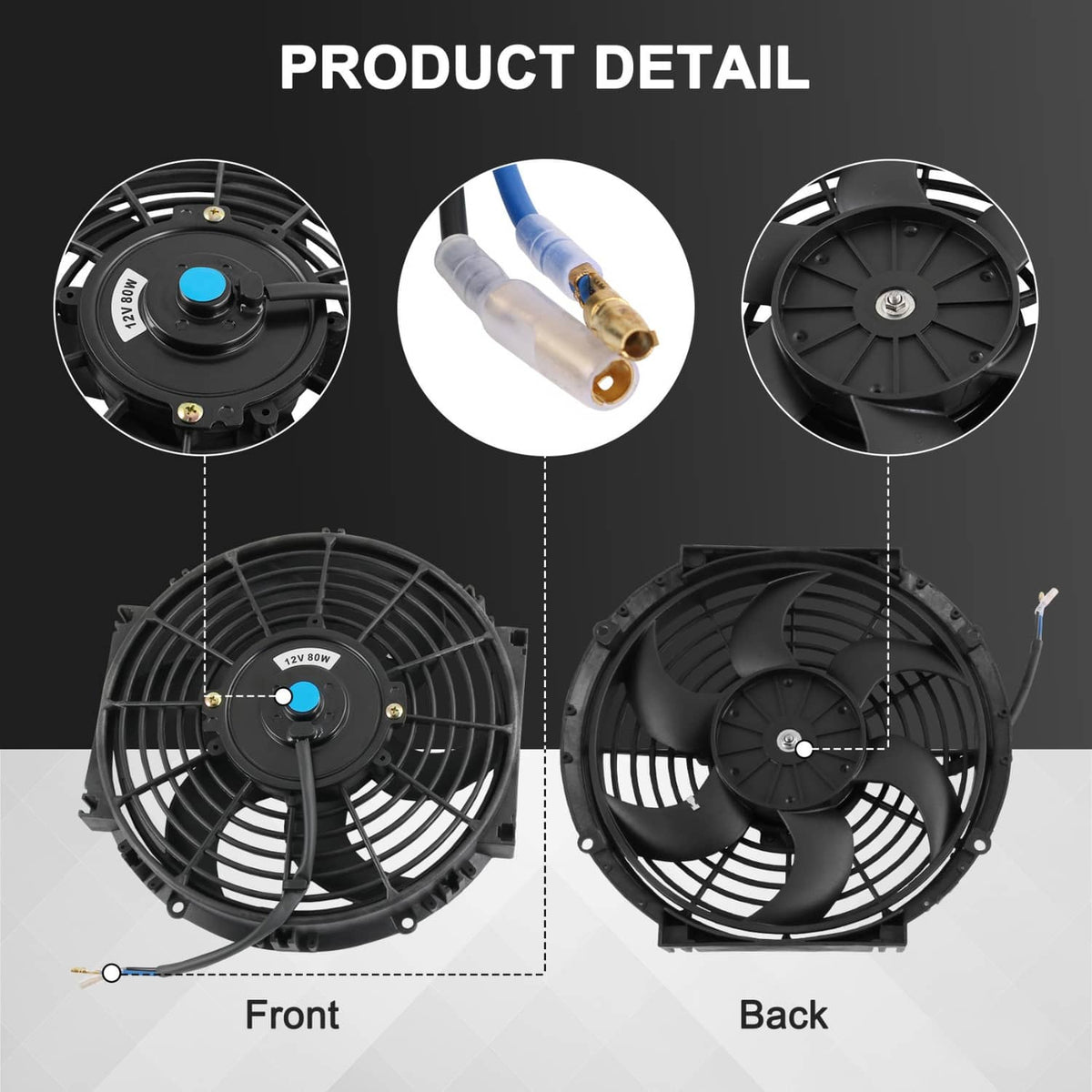 Solidspare Universal Electric Radiator Slim Cooling Fan Push Pull 10" Inch 12v 80w 1750CFM