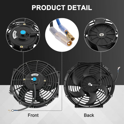 Solidspare Universal Electric Radiator Slim Cooling Fan Push Pull 10" Inch 12v 80w 1750CFM