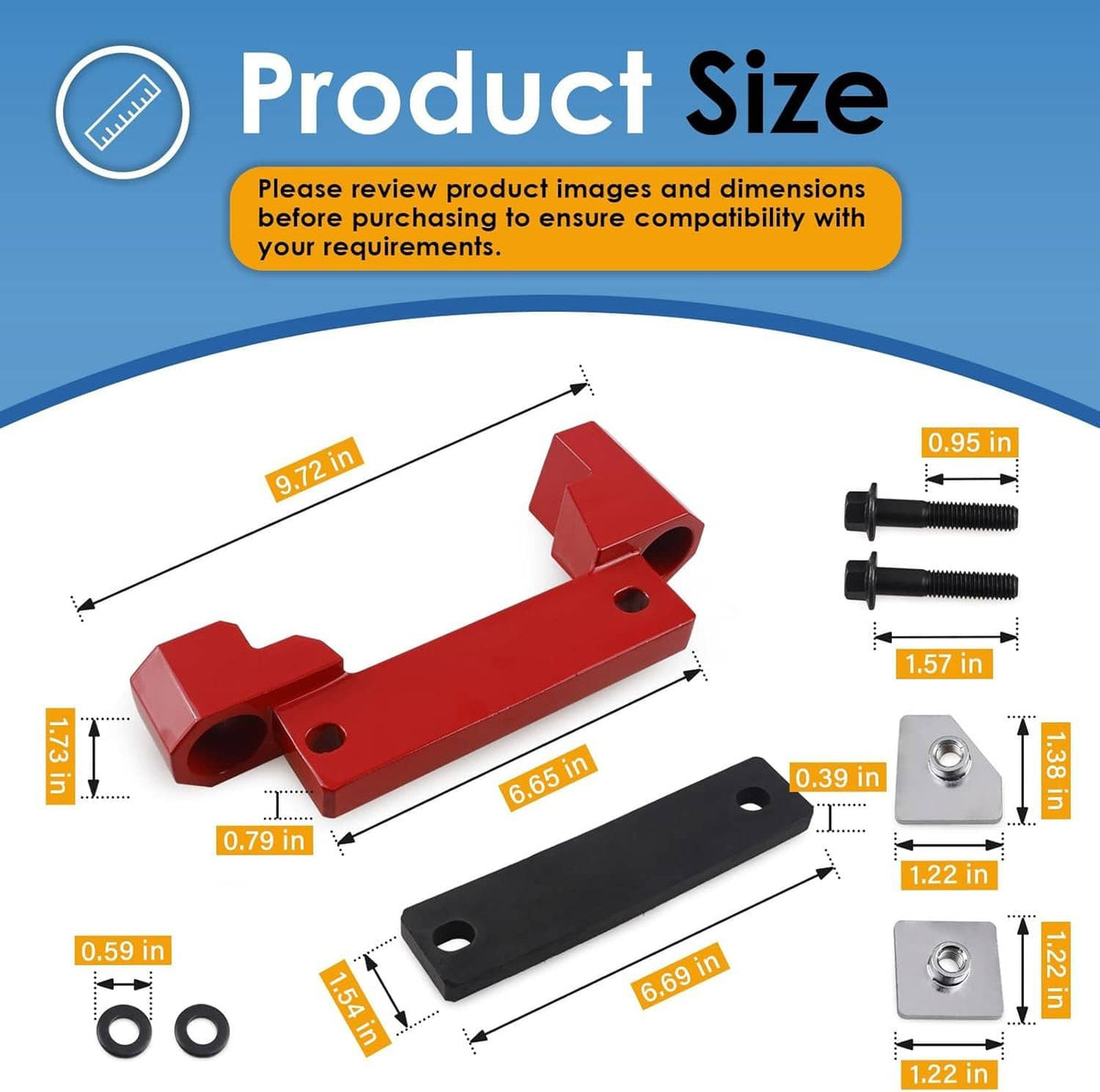 Solid Spare Fit 2015-2023 Dodge Diff Brace Anodized Red SRT Hellcat Scat Redeye Differential
